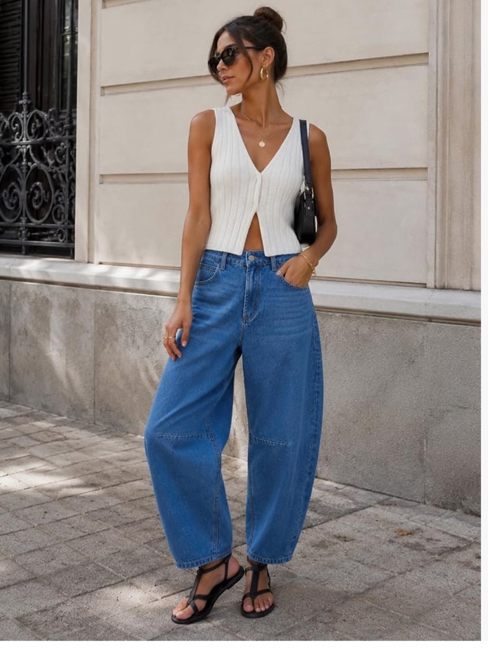 High-Rise Wide Leg Jeans in Mid Blue